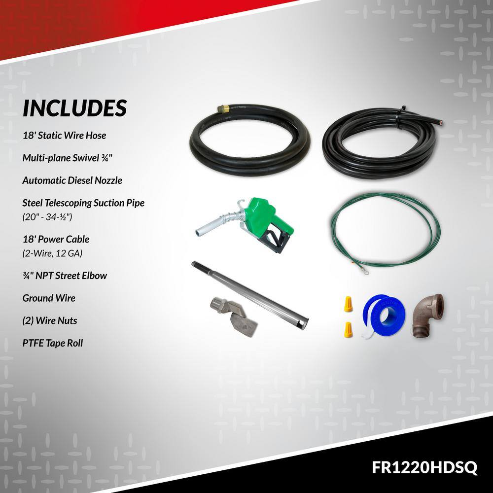 FILL-RITE 12-Volt 15 GPM 1/4 HP Fuel Transfer Pump (Auto Nozzle with Swivel Package)