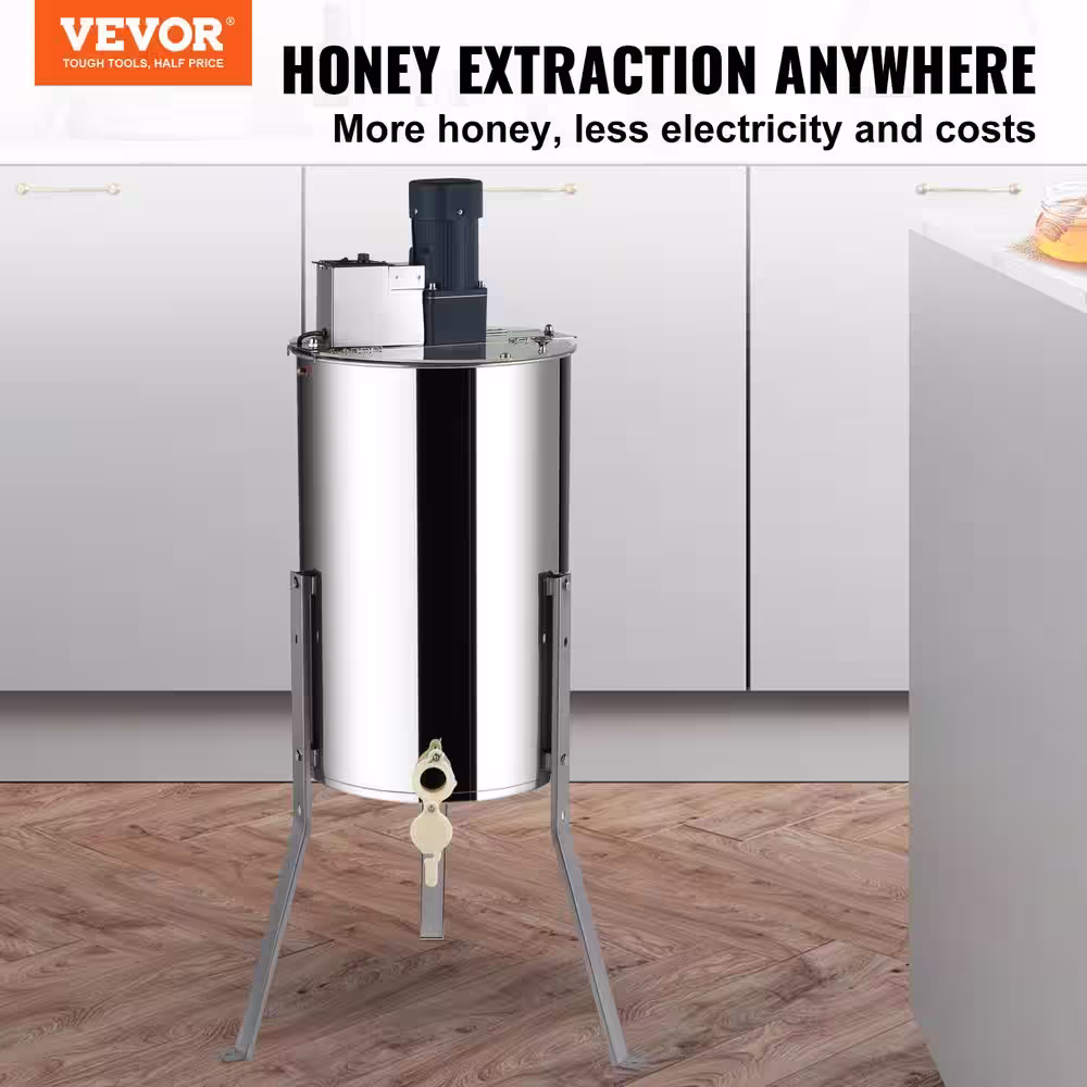 VEVOR Electric Honey Extractor 2/4 Frame Stainless Steel Beekeeping Extraction with Transparent Lid Honeycomb Drum Spinner