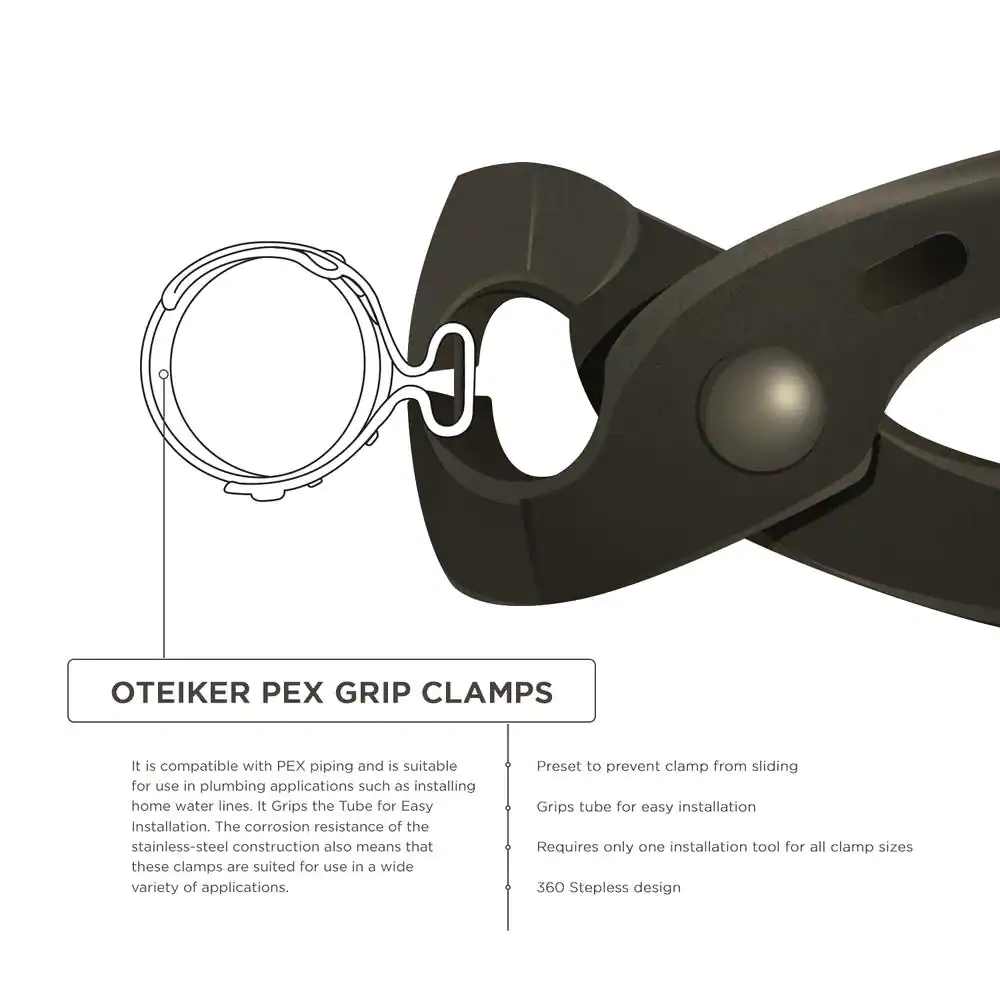 The Plumber's Choice PEX Plumbing Kit Crimper Tool with Lock Hook Cutter Tool with Stainless Steel Cinch Clamps 1/2 in. 3/4 in.