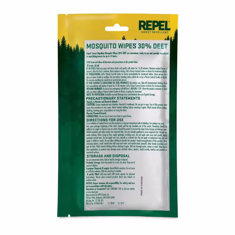 Repel Mosquito and Insect Repellent Wipes (15-Count)