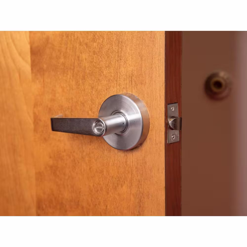 Global Door Controls Eiffel Standard Duty Brushed Chrome Grade 2 Commercial Cylindrical Privacy Bed/Bath Door Handle with Lock and Clutch