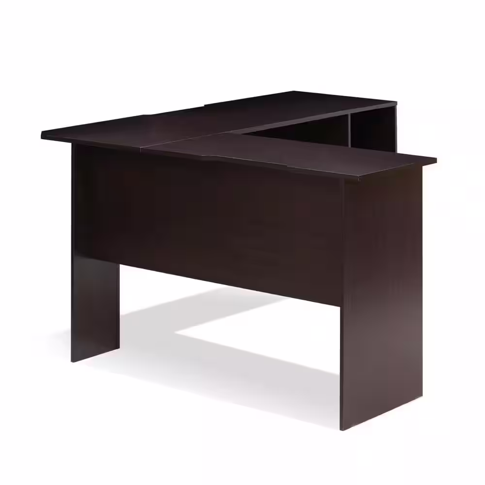 Furinno 54 in. L-Shaped Espresso Computer Desk with Shelves