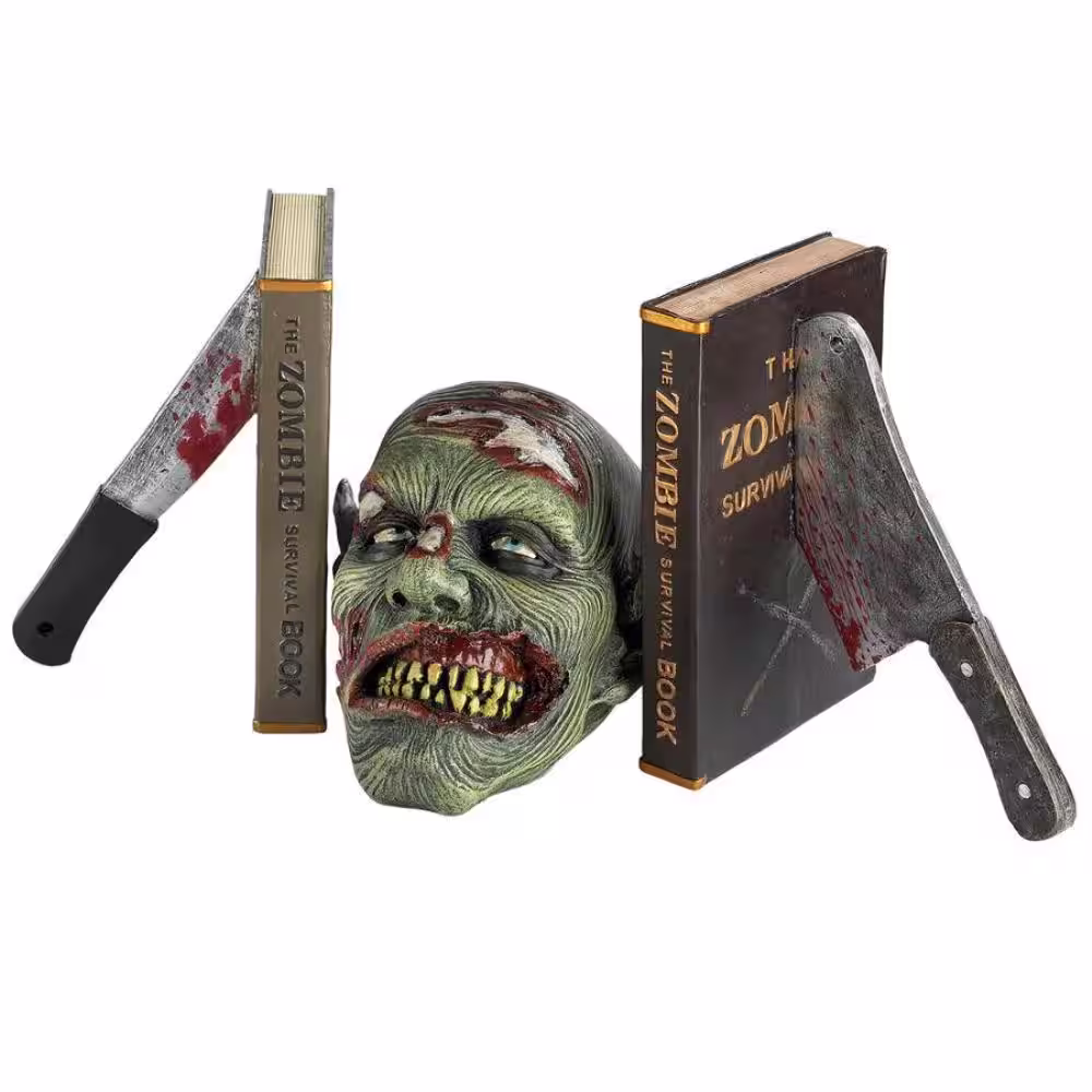 Design Toscano Dead Read, Bloody Zombie Sculptural Bookends