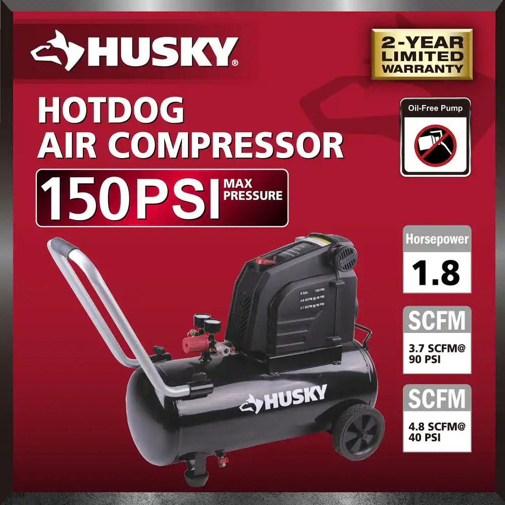 Husky 8G 150 PSI Hotdog Air Compressor