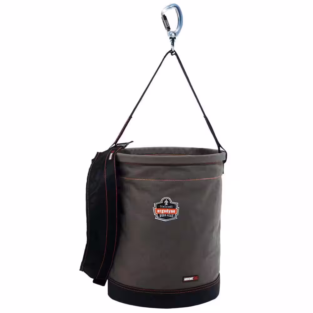 Ergodyne Arsenal 16 in. Tool Bucket with Top w D-Ring, Gray Canvas