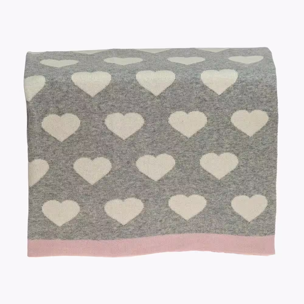 HomeRoots Jordan Light Grey Geometric Cotton Baby Blanket