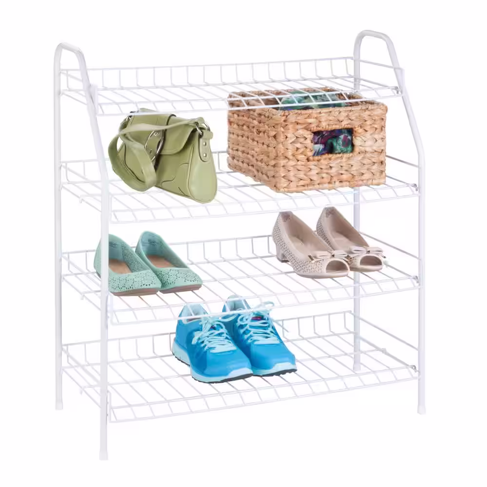 Honey-Can-Do 27.88 in. H 12-Pair White Steel Shoe Rack