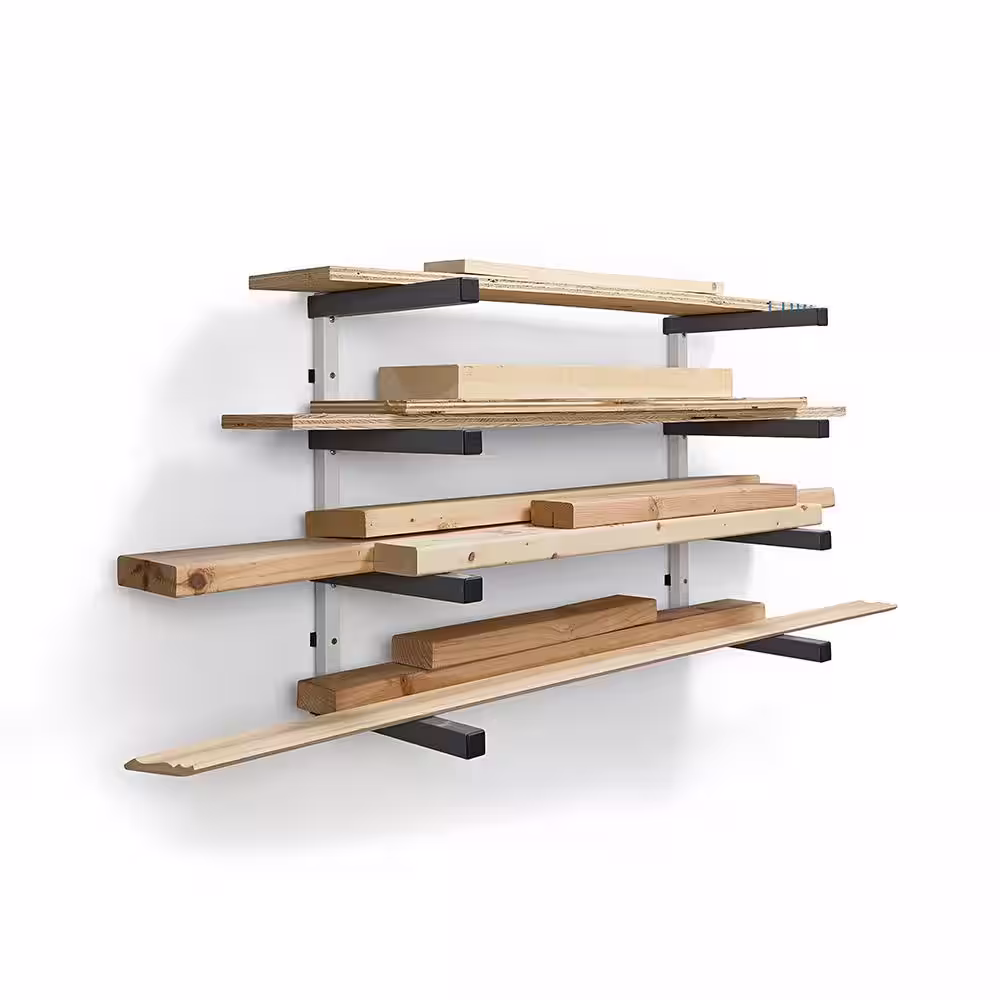 BORA 24.25 in. H x 72 in. W x 12.5 in. D Gray/White 4-Level Wall Mounted Storage Rack