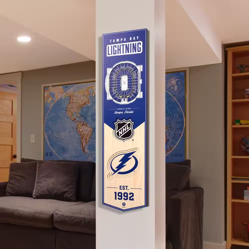 YouTheFan NHL Tampa Bay Lightning Wooden 8 x 32 3D Stadium Banner Decorative Sign -Amalie Arena