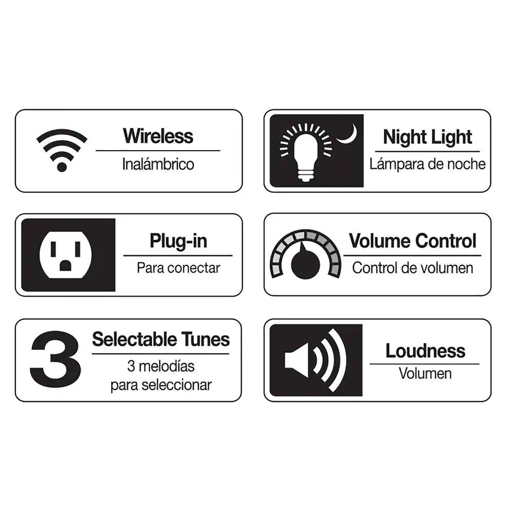 Hampton Bay Wireless Plug-In Doorbell Kit with LED Night Light and Wireless Push Button, White