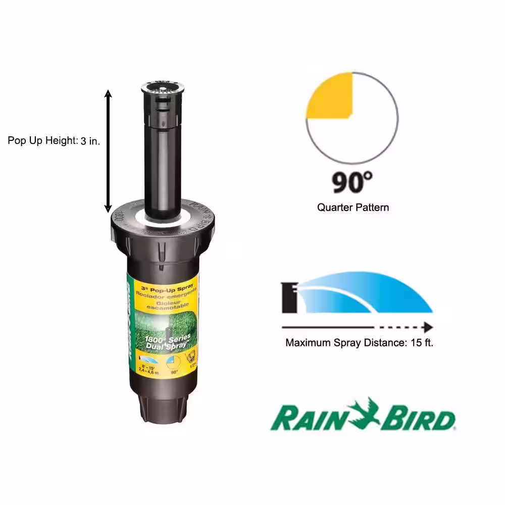Rain Bird 1800 Series 3 in. Dual Spray Quarter Circle Sprinkler