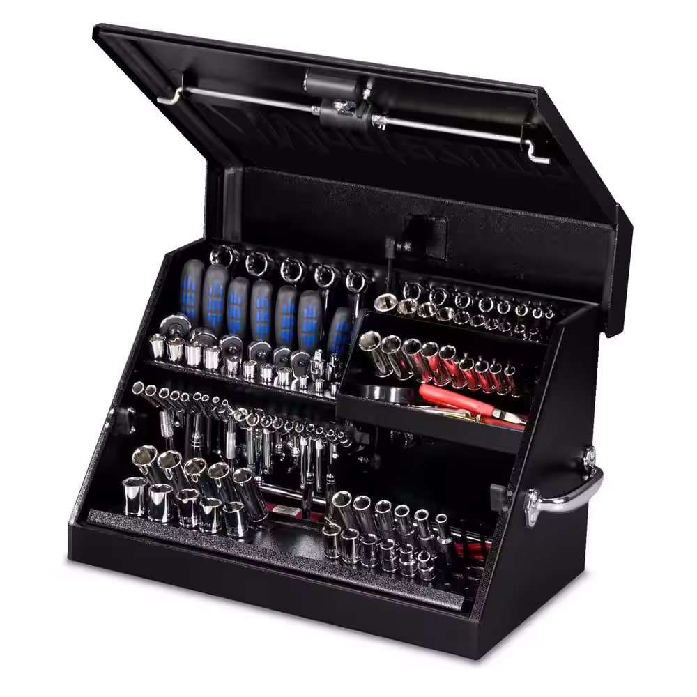 Montezuma 23 in. W x 14 in. D Portable Triangle Top Tool Chest for Sockets, Wrenches and Screwdrivers in Black Powder Coat