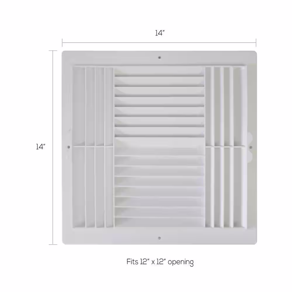 None 12 in. x 12 in. Plastic 4-Way Ceiling Register in White