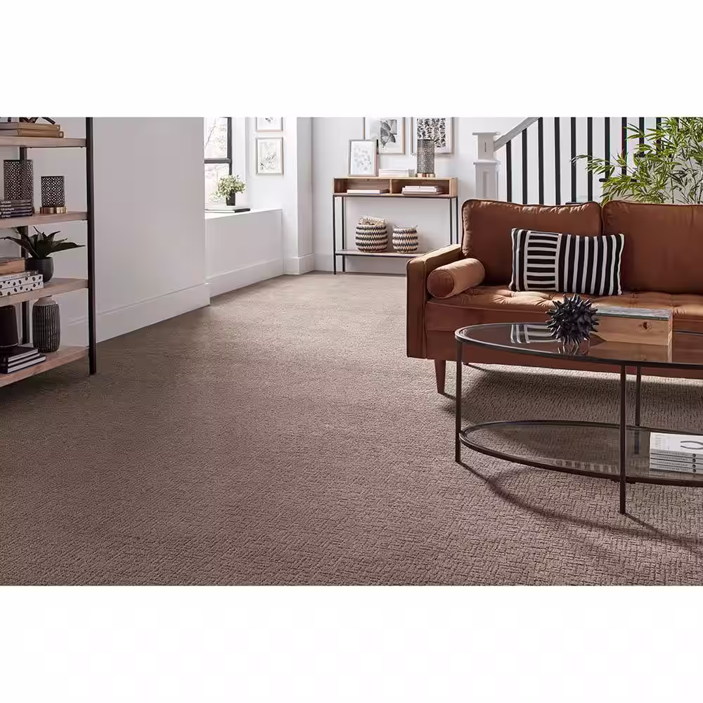 Home Decorators Collection Brasswick  - Crewelwork - Brown 24 oz. Polyester Pattern Installed Carpet