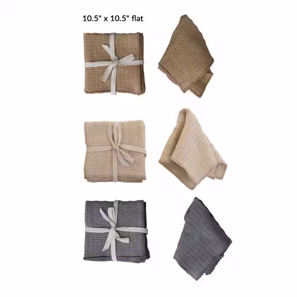 Storied Home Woven Cotton Slub Dish Cloths in Multicolor (Set of 3)