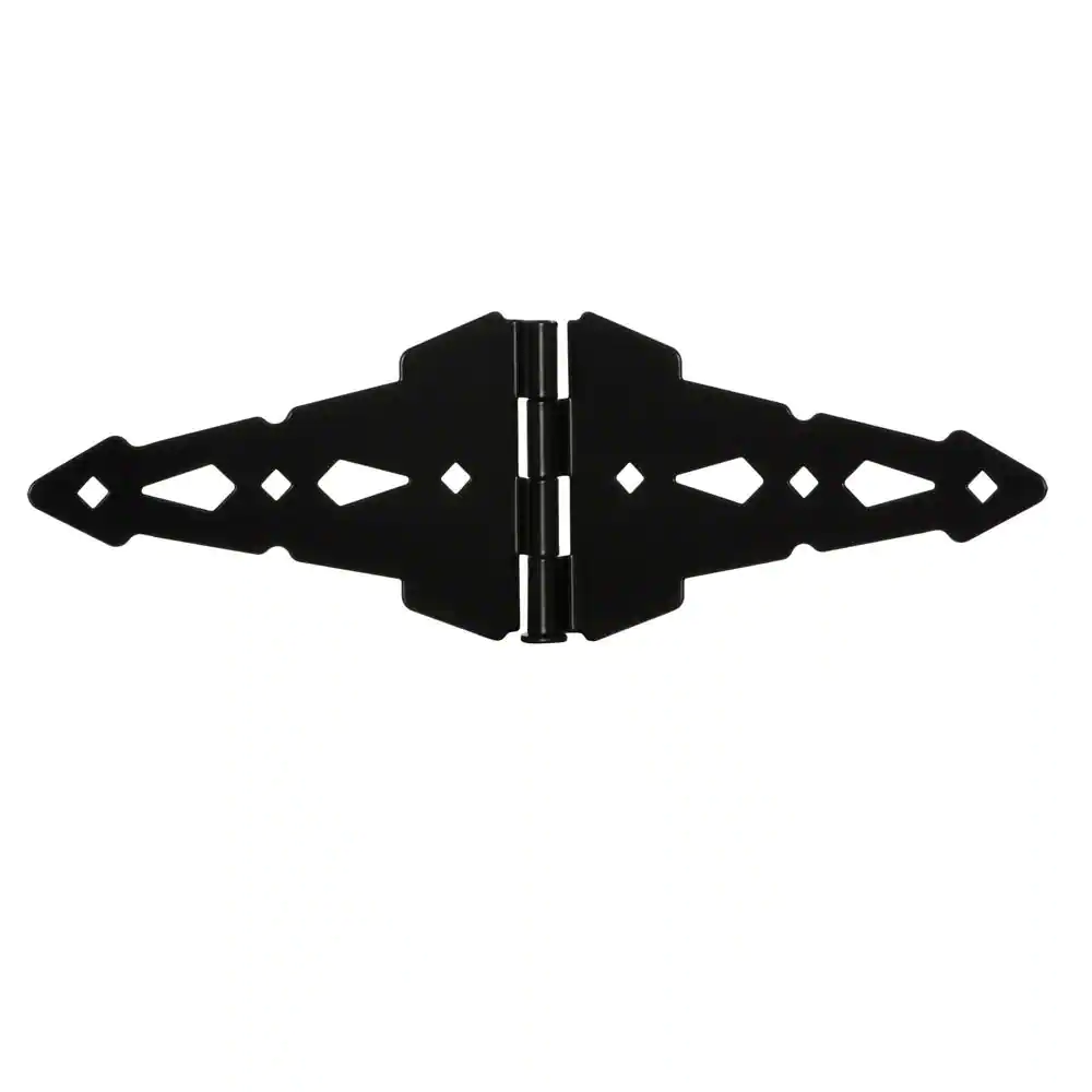 Everbilt 8 in. x 5-1/2 in. Black Heavy-Duty Decorative Strap Hinges (2-Pack)