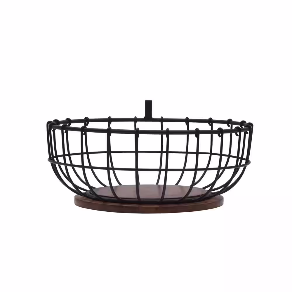 Pfaltzgraff Anvil Cage Black Metal Fruit Basket with Banana Hook