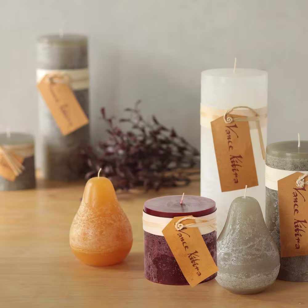 Vance Kitira 4.25 in. Wine Timber Pillar Candle