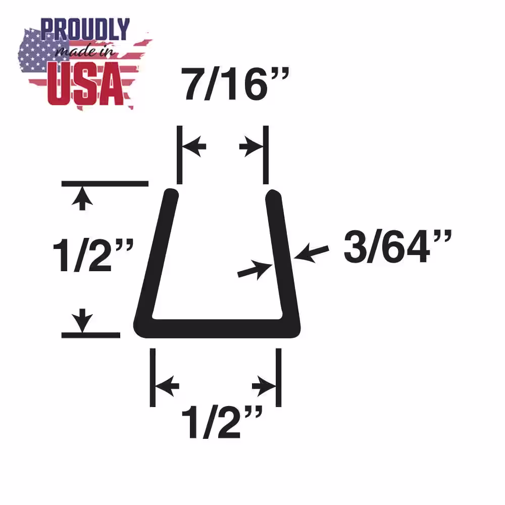None 1/2 in. D x 1/2 in. W x 36 in. L White Styrene Plastic U-Channel Moulding Fits 1/2 in. Board, (4-Pack)