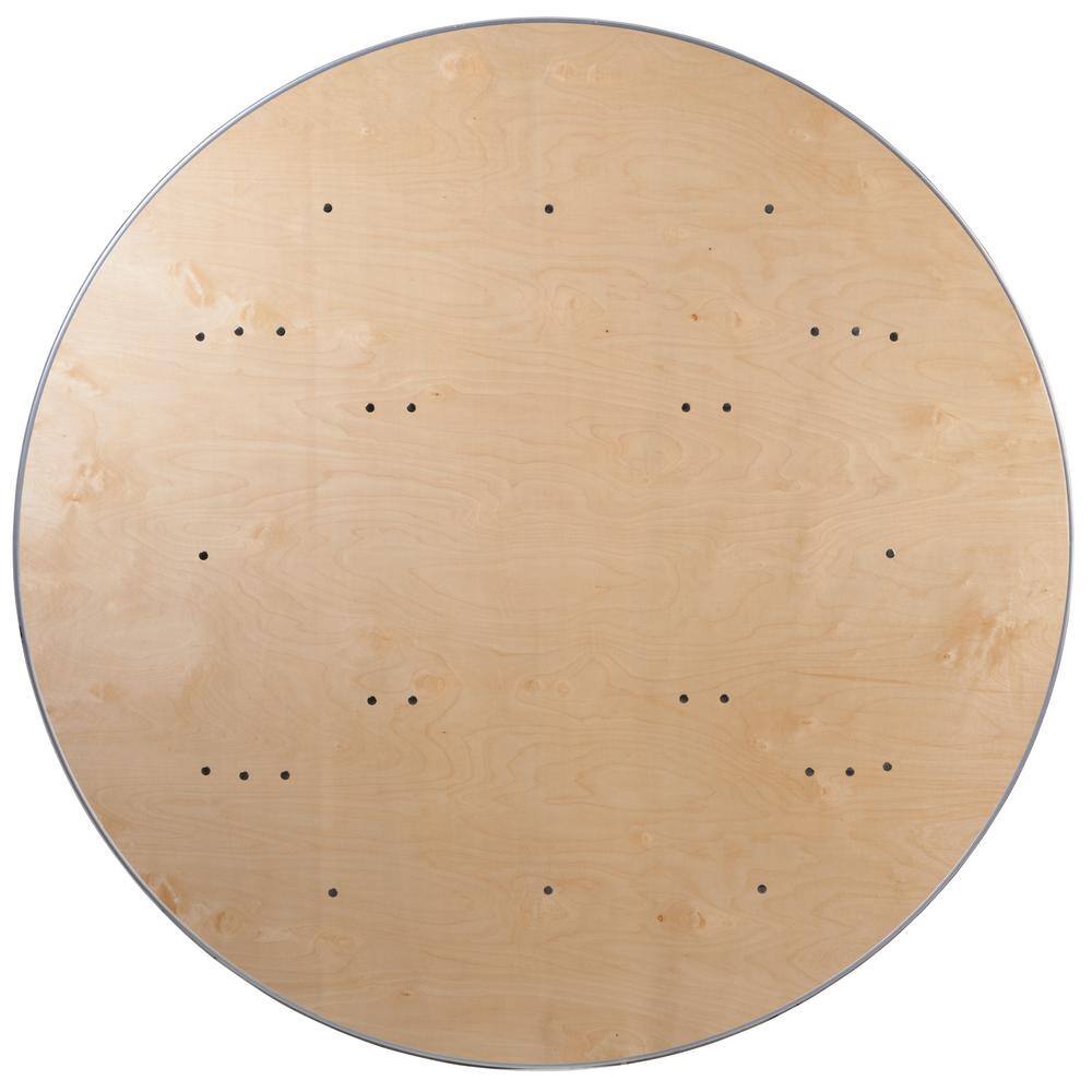None 66 in. Natural Wood Tabletop Metal Frame Folding Table