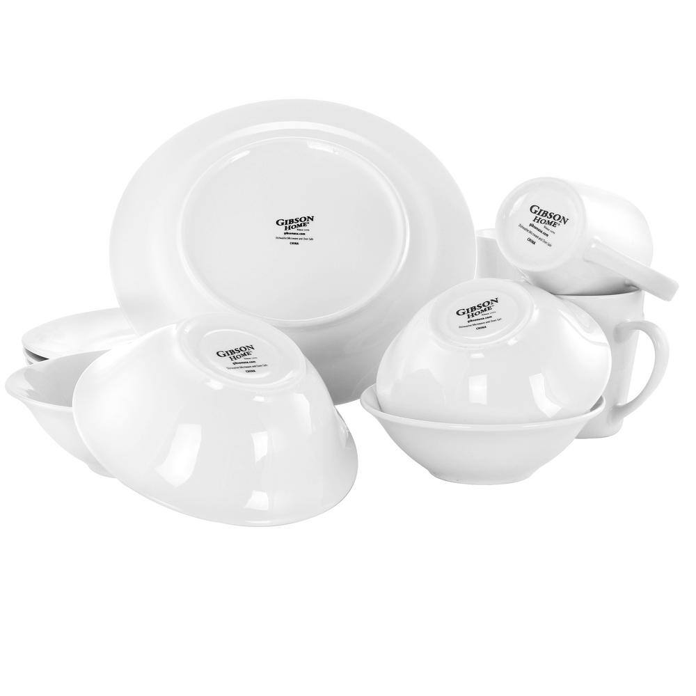 Gibson Noble Court 16-Piece Contemporary White Porcelain Dinnerware Set (Service for 4)