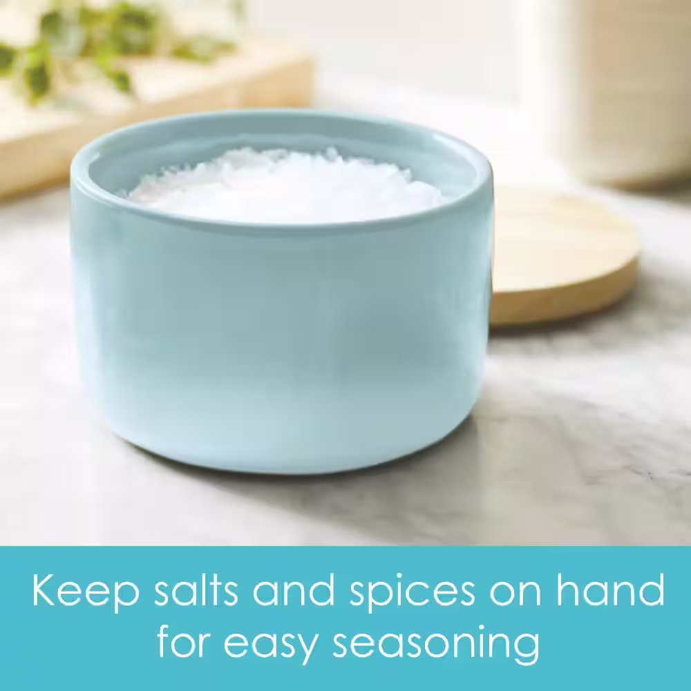 Rachael Ray 9 oz. Ceramics Salt and Spice Box, Light Blue Ombre