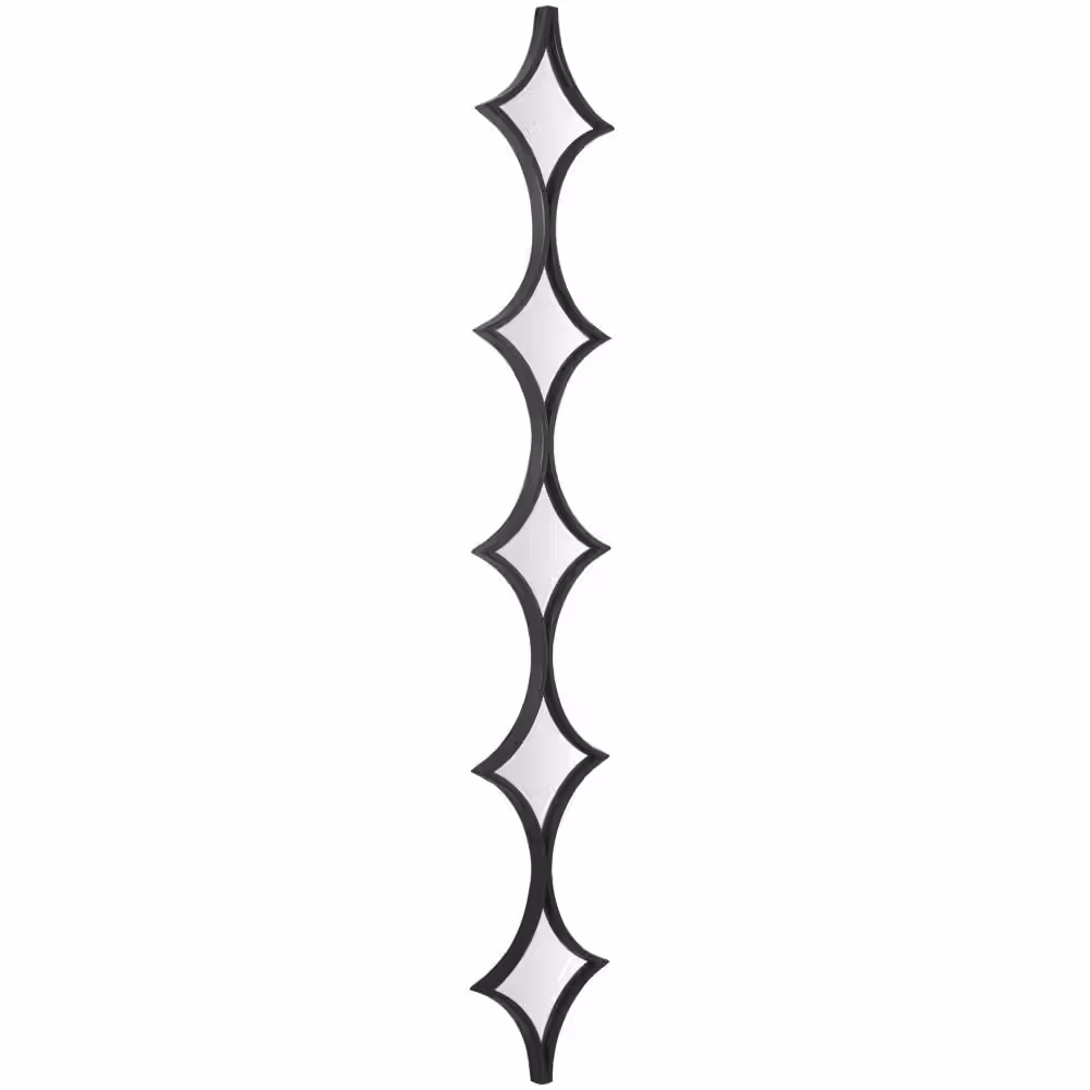 Litton Lane 59 in. x 10 in. Slim Stacked Chain 5 Layer Geometric Framed Black Wall Mirror with Diamond Pattern