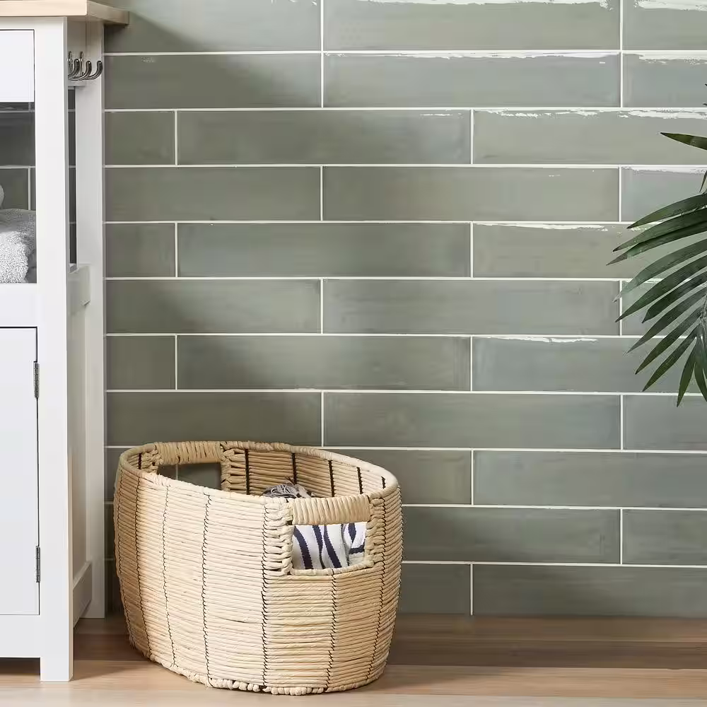 Ivy Hill Tile Tint Verde 2.95 in. x 15.74 in. Polished Porcelain Wall Tile (14.2 sq. ft./Case)