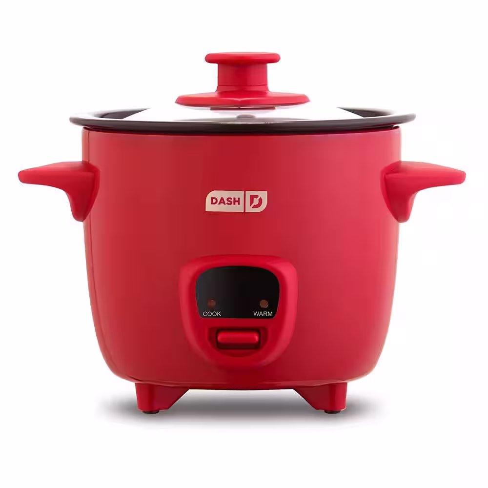 Dash Mini 16-oz. 2-Cup Rice Cooker in Red with Keep Warm Setting