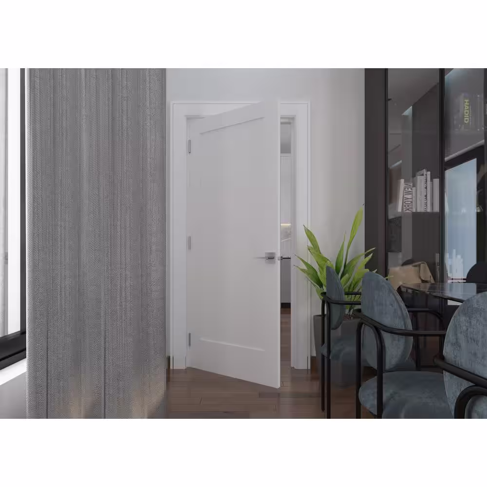RESO 32 in. x 80 in. Left-Handed Solid Core White Primed Composite Single Prehung Interior Door with Bronze Hinges