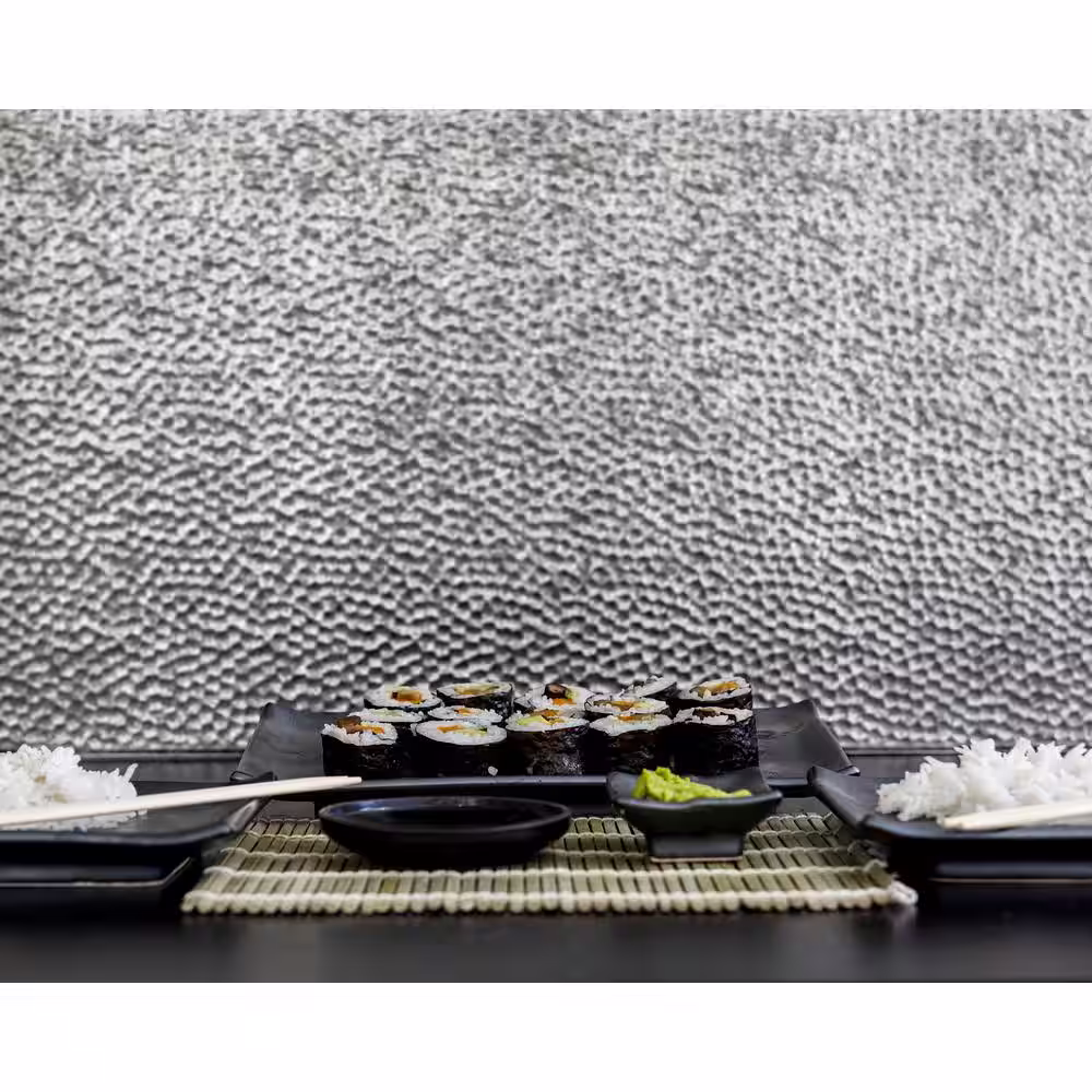 INNOVERA DECOR BY PALRAM 18.5'' x 24.3'' Lamina Decorative 3D PVC Backsplash Panels in Crosshatch Silver 9-Pieces