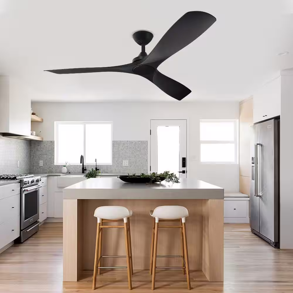 Depuley 52 in. Modern Ceiling Fan No Light in Black with Remote and 3 Blades