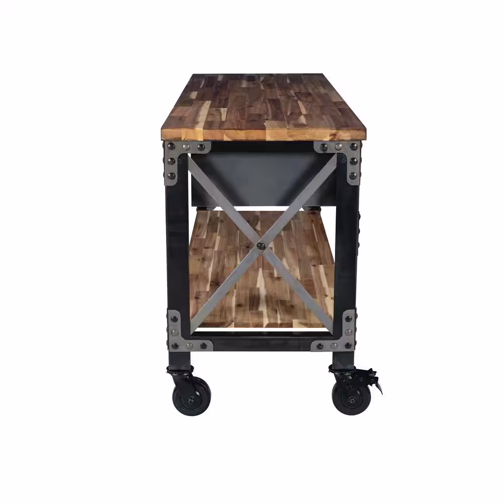 DURAMAX Darby 72 in. W x 24 in. D 3 Drawer Industrial Metal with Wood Mobile Workbench