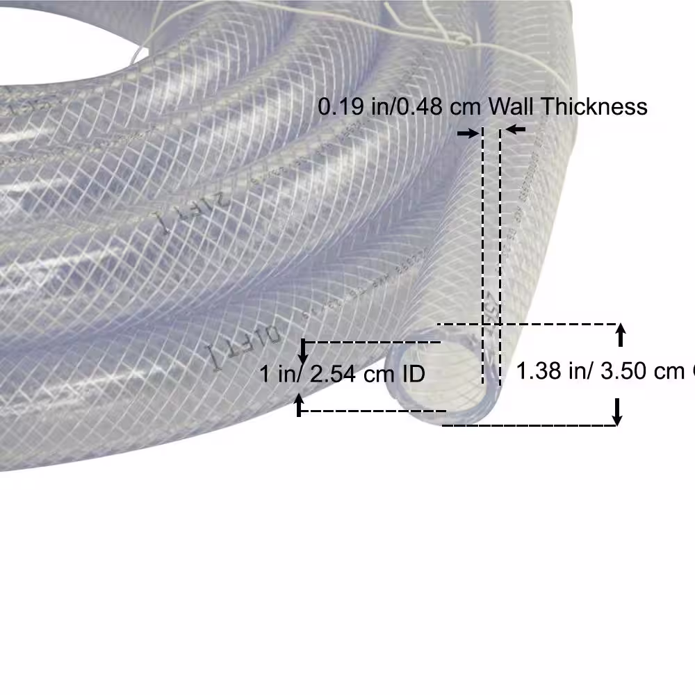 Everbilt 1-3/8 in. O.D. x 1 in. I.D. x 25 ft. PVC Braided Vinyl Tube
