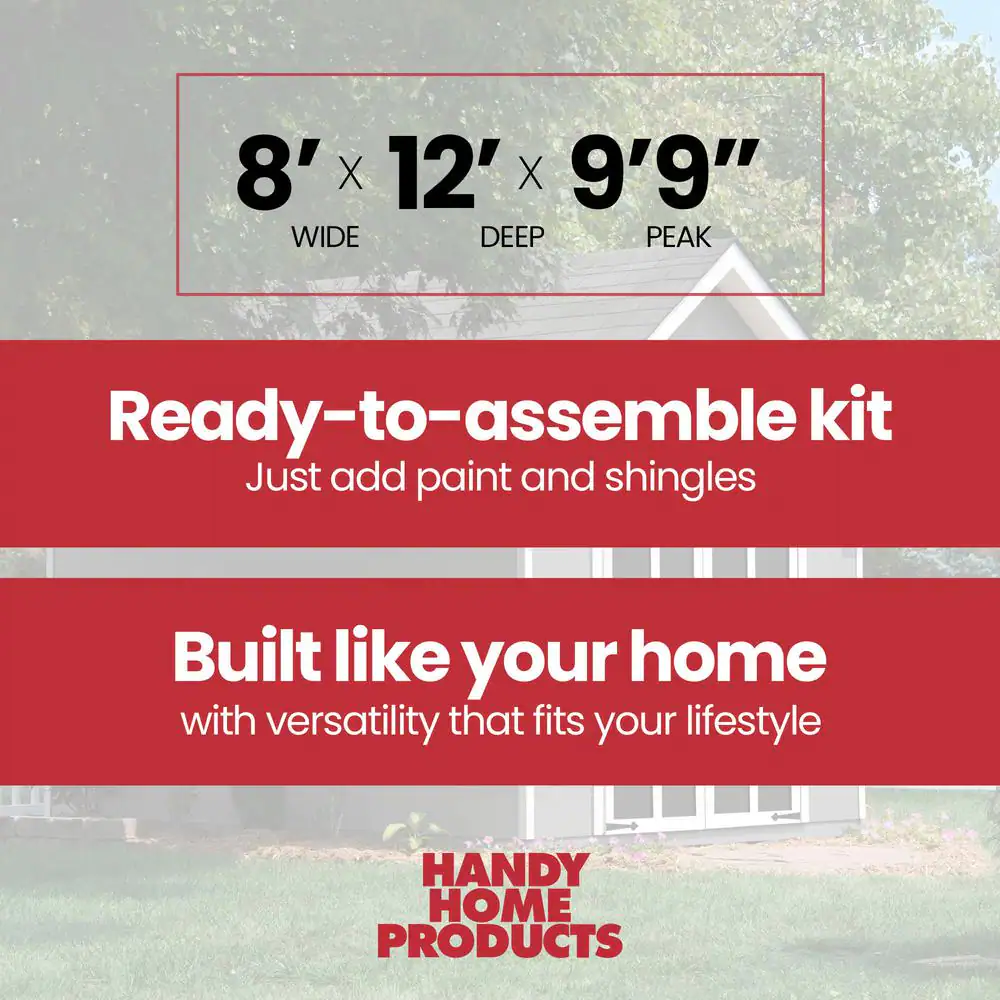 Handy Home Products Do-it Yourself Tribeca 8 ft. x 12 ft. Stylized Backyard Wood Storage Shed with Smartside and transom window (96 sq. ft.)