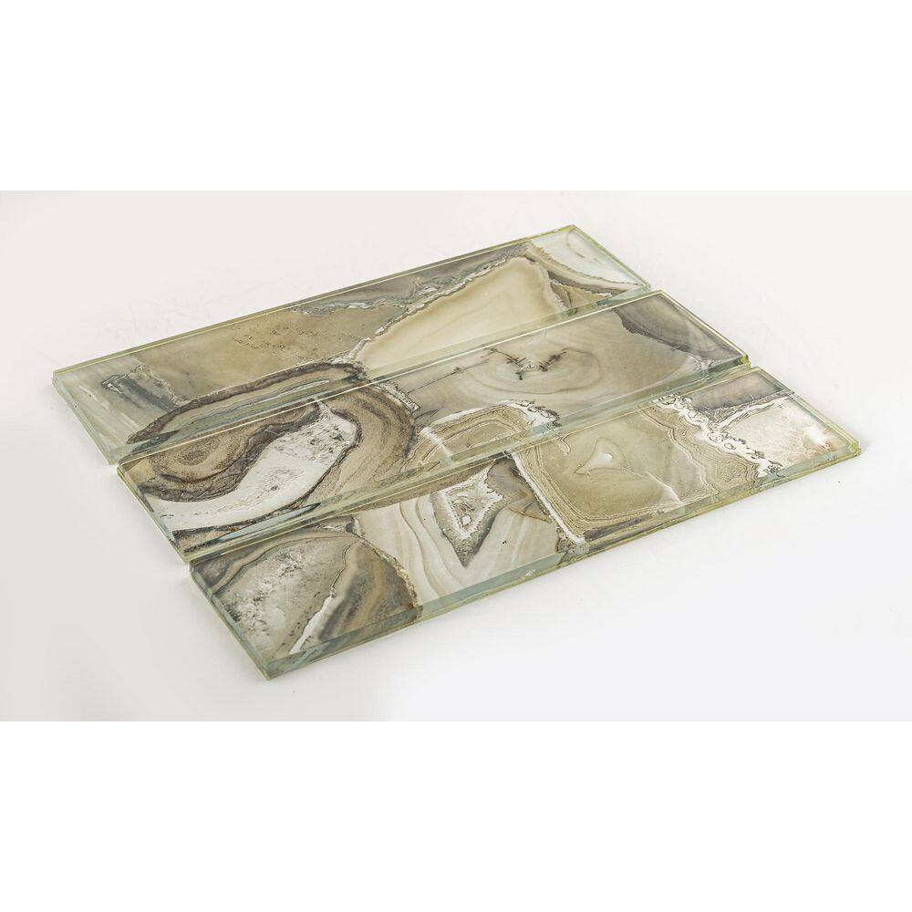 ANDOVA Myst Nero Tan/Gray Glossy 3 in. x 12 in. Smooth Glass Subway Wall Tile (3.75 sq. ft./box)