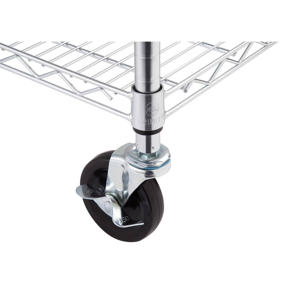 TRINITY Chrome 4-Tier Rolling Corner Steel Wire Shelving Unit (123 in. W x 77 in. H x 18 in. D)
