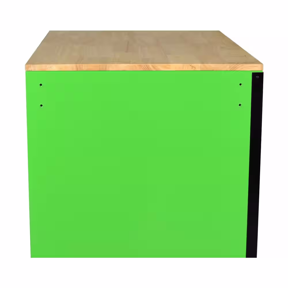 International 52 in. W x 24.5 in. D 10-Drawer Green Mobile Workbench Cabinet with Solid Wood Top