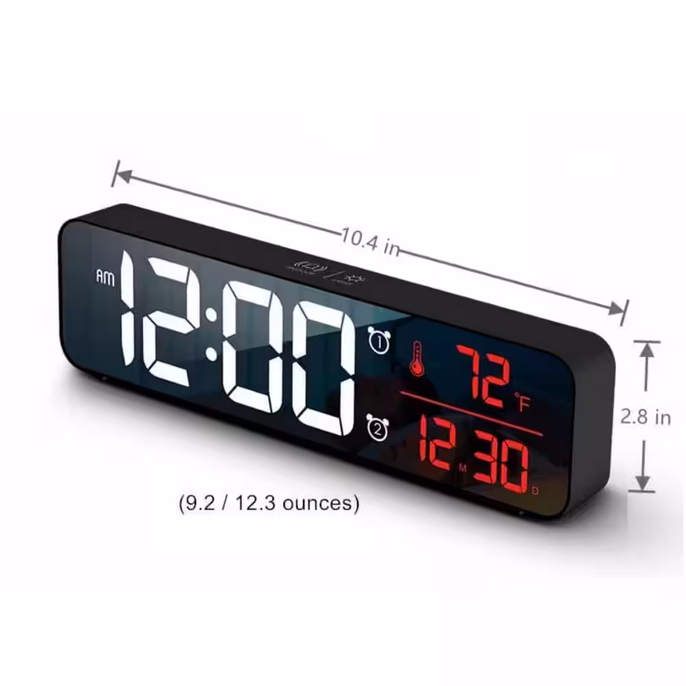 None Modern LED Large Display Wired Digital Alarm Clock in Black and Red