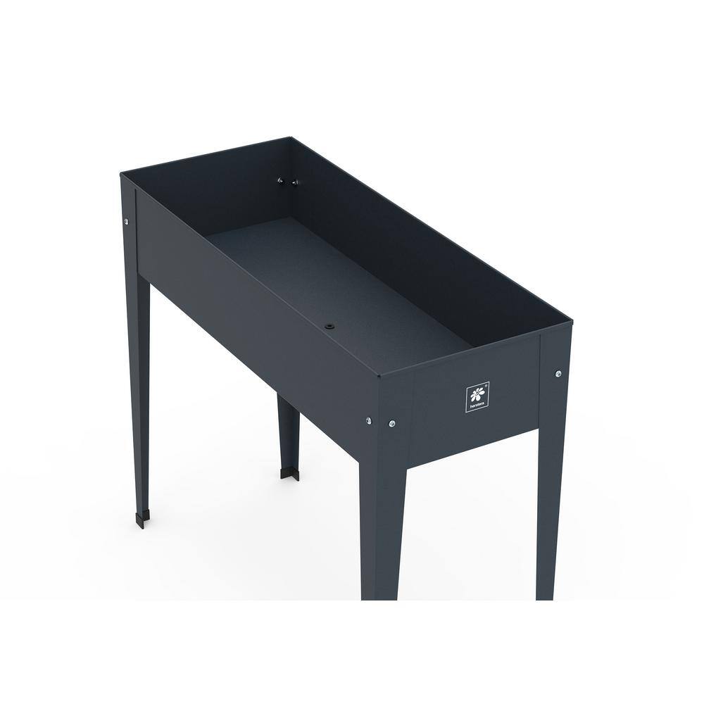 Herstera Urban Planter 39.3 in. L x 15.7 in. D x 33 in. H Anthracite Galvanized Steel Raised Planter