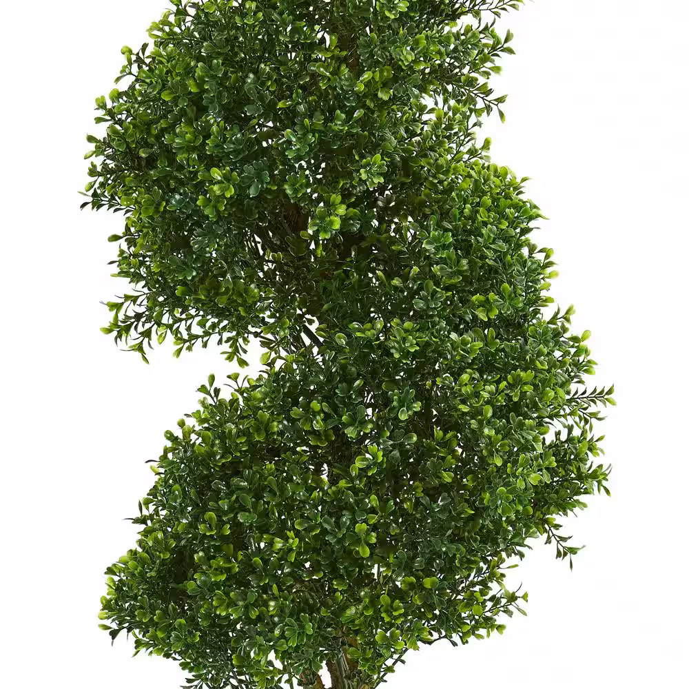 Nearly Natural 4 ft. UV Resistant Indoor/Outdoor Spiral Boxwood Artificial Tree