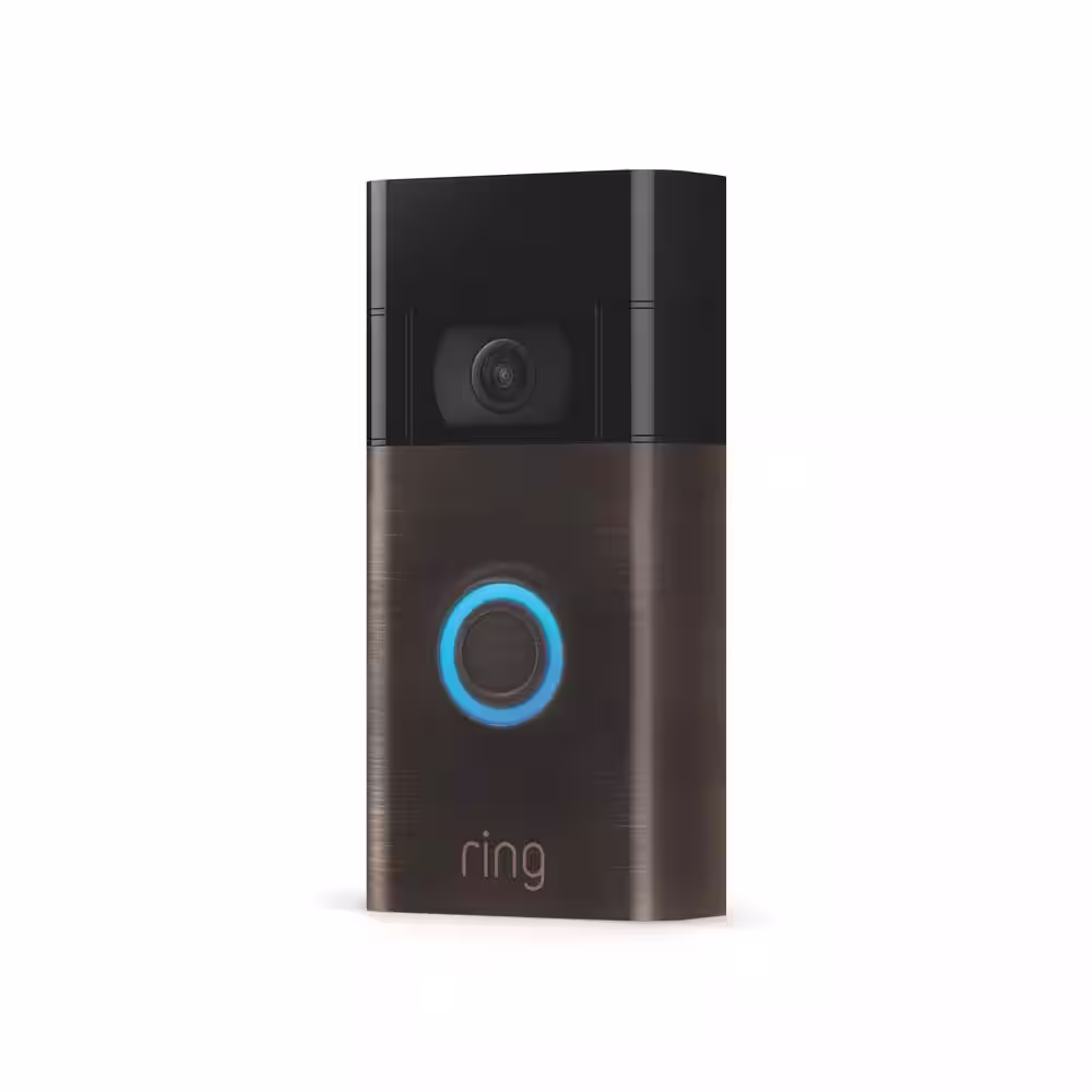Ring Video Doorbell - Venetian Bronze with Stick Up Cam Battery, Black