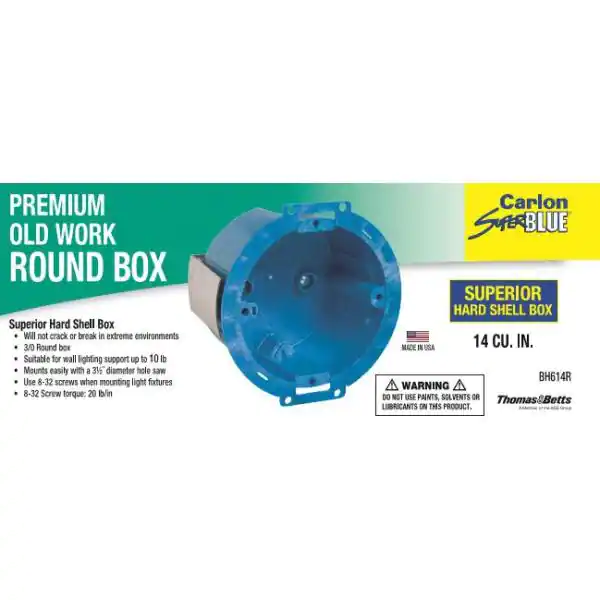 Carlon 3.5 in. 14 cu. in. Hard Shell PVC Round Electrical Box