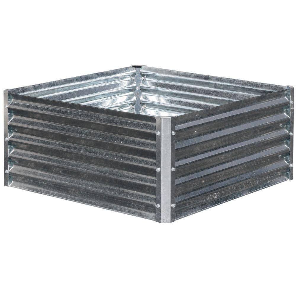 EarthMark Alto Series 40 in. x 40 in. x 17 in. Square Galvanized Metal Raised Garden Bed