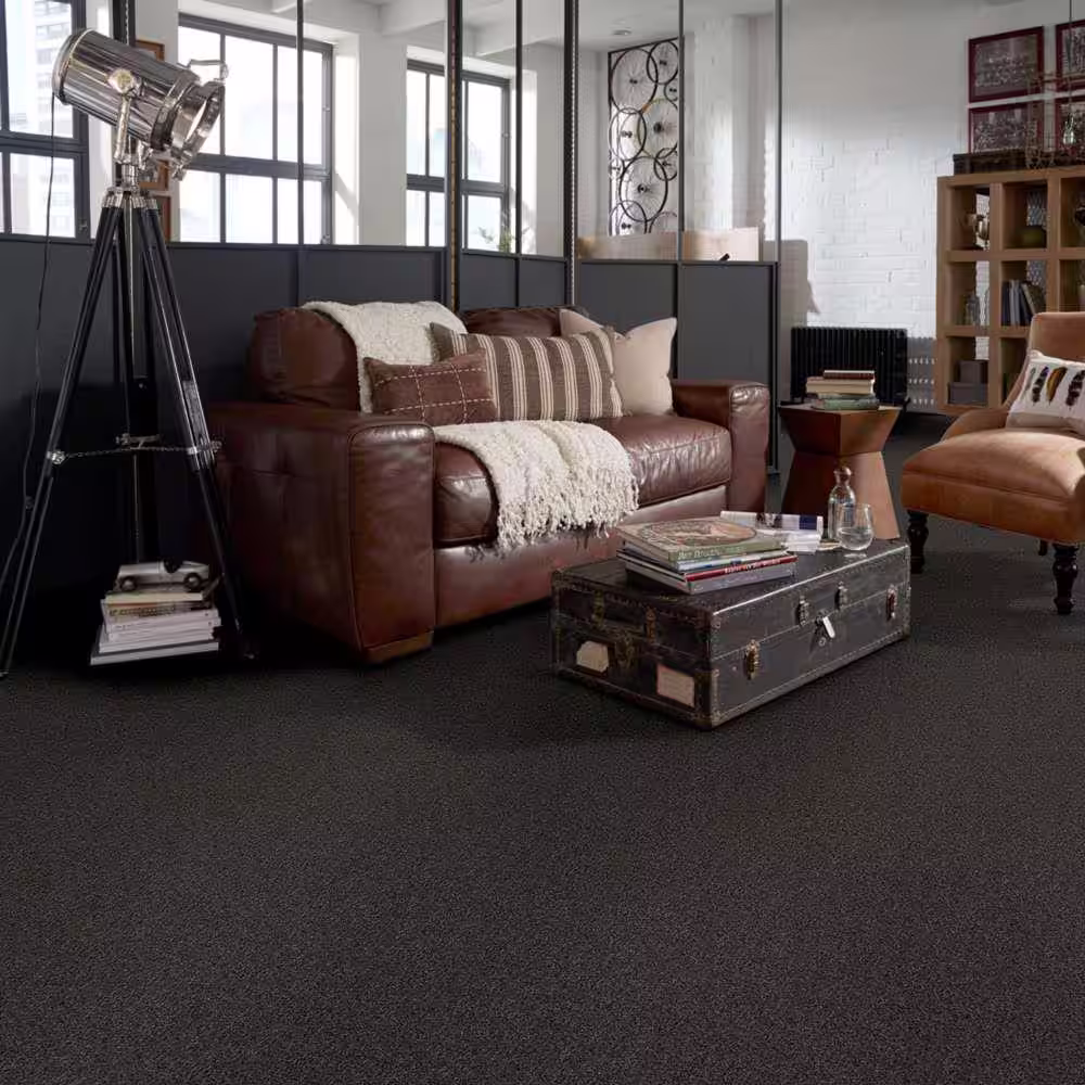 Home Decorators Collection Brave Soul I - Laurel - Green 34.7 oz. Polyester Texture Installed Carpet