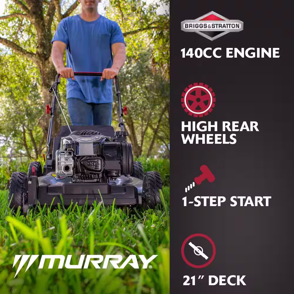 Murray 21 in. 140 cc Briggs and Stratton Walk Behind Gas Push Lawn Mower with Height Adjustment and with Mulch Bag