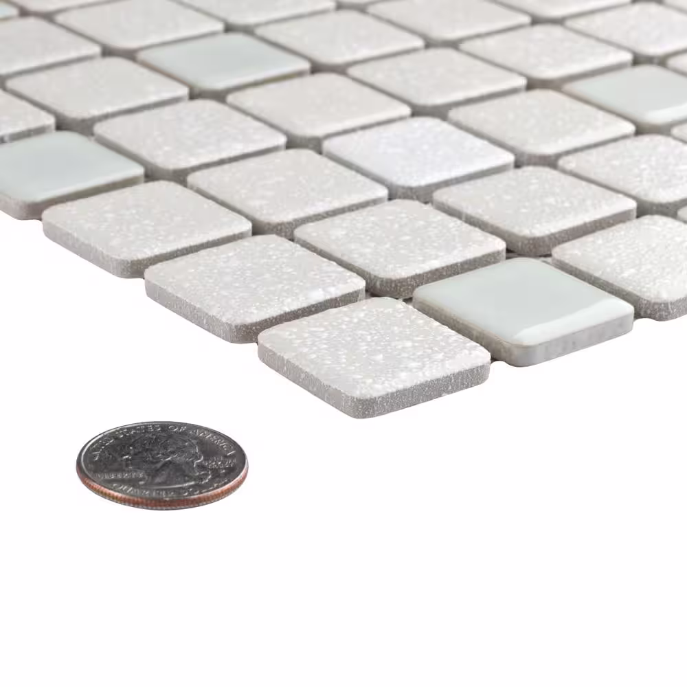 Merola Tile Crystalline Square Pistachio 11-3/4 in. x 11-3/4 in. Porcelain Mosaic Tile (9.8 sq. ft./Case)