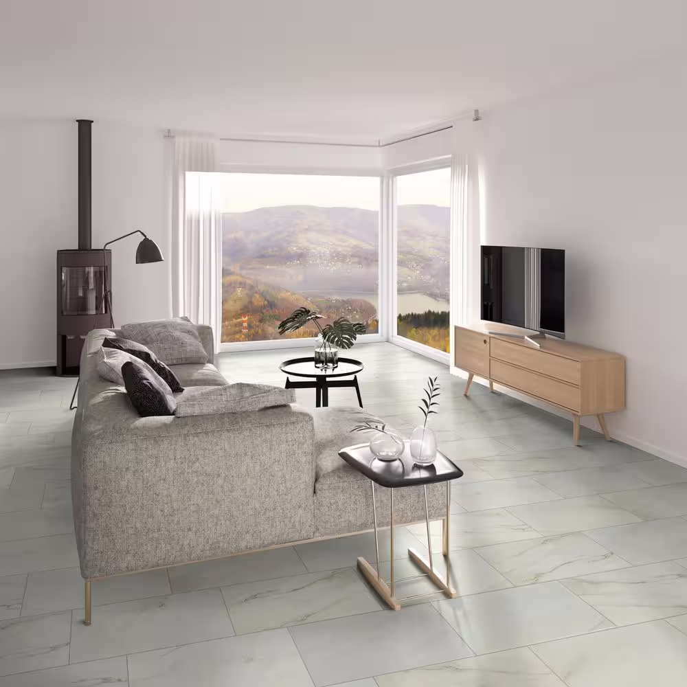TrafficMaster Calacatta Consilio MIL x 12 in. W x 24 in. L Click Lock Waterproof Vinyl Tile Flooring (1278.4 sqft/pallet)