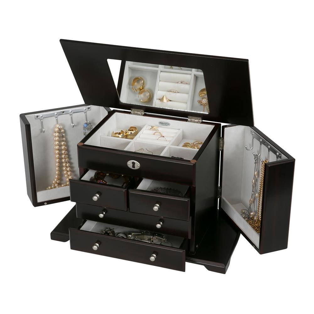Mele & Co Ellington Mahogany Wooden Jewelry Box