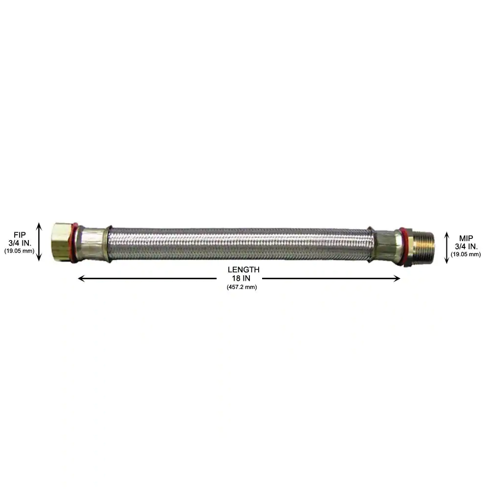 Everbilt 3/4 in. FIP x 3/4 in. MIP x 18 in. Stainless Steel Water Heater Supply Line